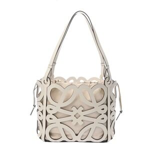Loewe Anagram Cutout Tote White Calfskin Bag